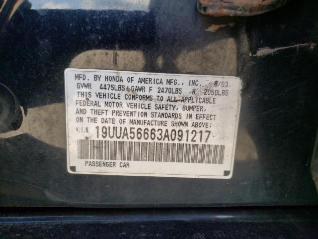Photo 10 from auction – 2003 ACURA 3.2TL with VIN 19UUA56663A091217