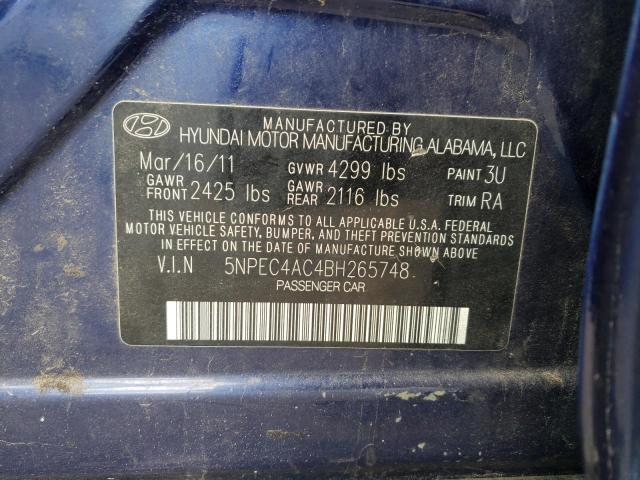 Photo 10 from auction – 2011 HYUNDAI SONATA SE with VIN 5NPEC4AC4BH265748