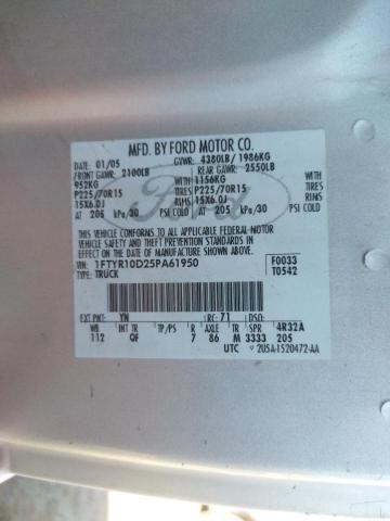 Photo 10 from auction – 2005 FORD RANGER with VIN 1FTYR10D25PA61950