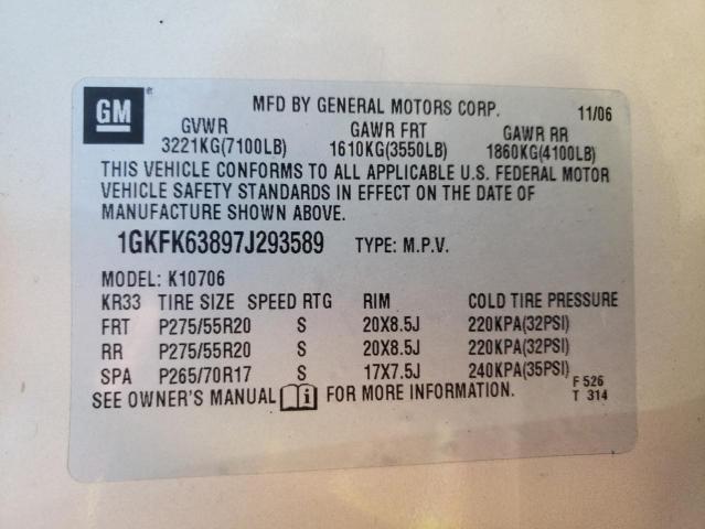 Photo 10 from auction – 2007 GMC YUKON DENA with VIN 1GKFK63897J293589