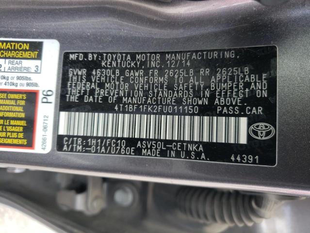 Photo 10 from auction – 2015 TOYOTA CAMRY LE with VIN 4T1BF1FK2FU011150