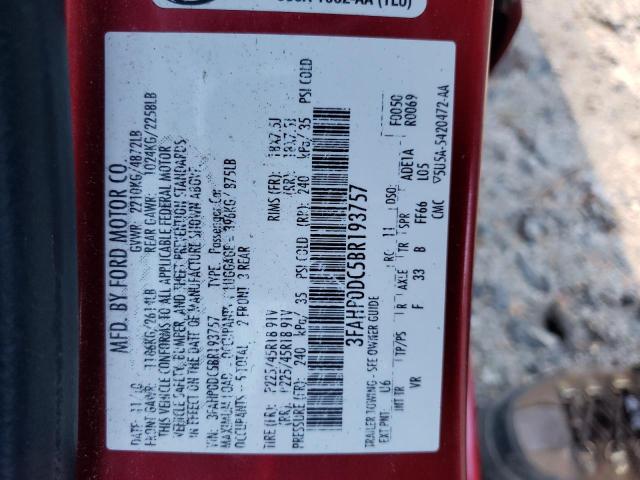 Photo 10 from auction – 2011 FORD FUSION SPO with VIN 3FAHP0DC5BR193757