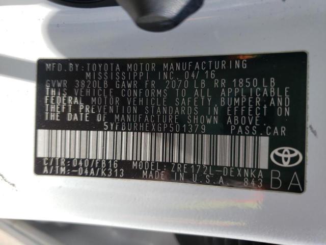 Photo 10 from auction – 2016 TOYOTA COROLLA L with VIN 5YFBURHEXGP501379