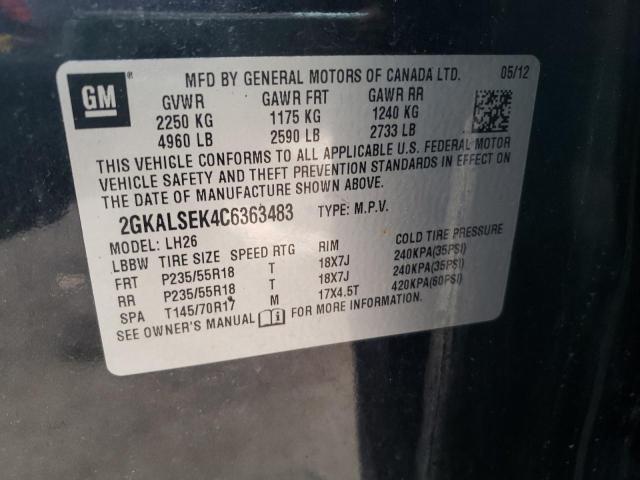 Photo 10 from auction – 2012 GMC TERRAIN SL with VIN 2GKALSEK4C6363483