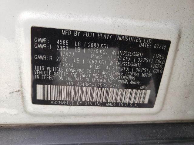 Photo 10 from auction – 2013 SUBARU OUTBACK 2. with VIN 4S4BRCKC2D3215774