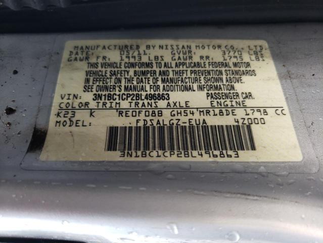 Photo 10 from auction – 2011 NISSAN VERSA S with VIN 3N1BC1CP2BL496863