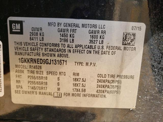 Photo 10 from auction – 2016 GMC ACADIA SLE with VIN 1GKKRNED9GJ131671