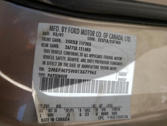 Photo 10 from auction – 2001 MERCURY GRAND MARQ with VIN 2MEFM75W81X677965