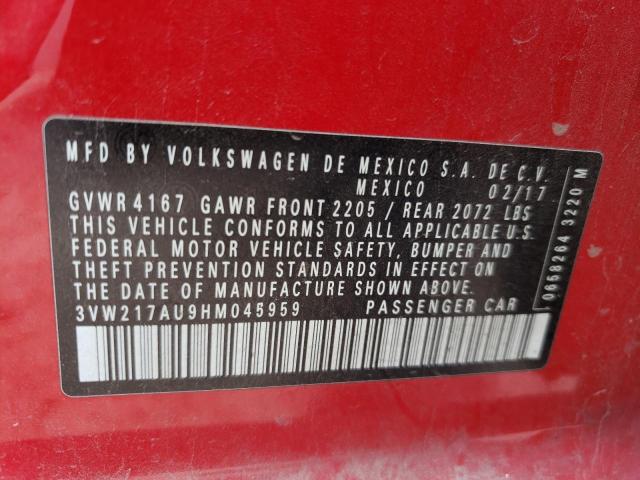 Photo 10 from auction – 2017 VOLKSWAGEN GOLF S with VIN 3VW217AU9HM045959