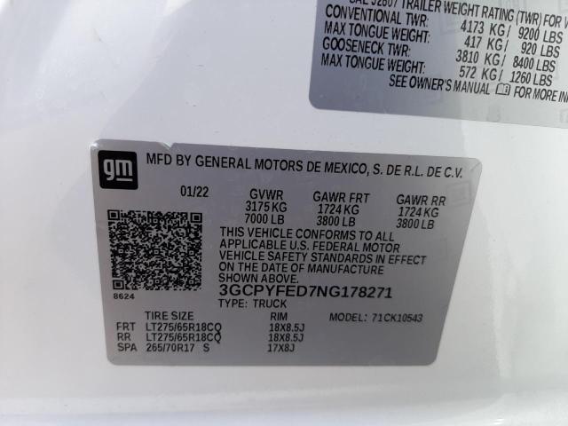 Photo 10 from auction – 2022 CHEVROLET SILVERADO with VIN 3GCPYFED7NG178271