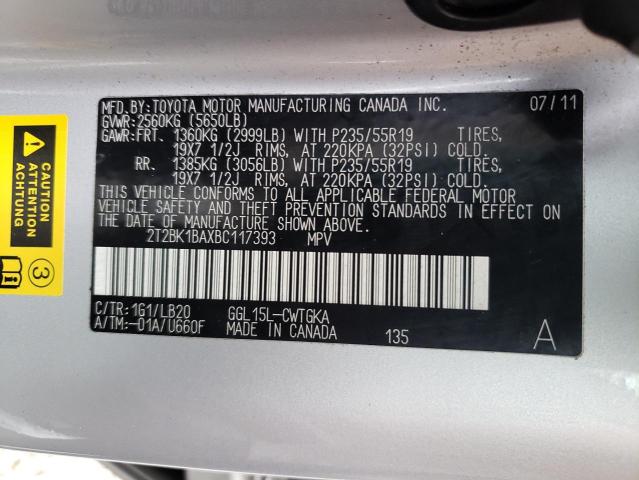 Photo 10 from auction – 2011 LEXUS RX 350 with VIN 2T2BK1BAXBC117393