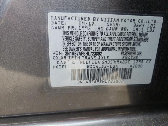 Photo 10 from auction – 2017 NISSAN SENTRA S with VIN 3N1AB7AP5HL723802
