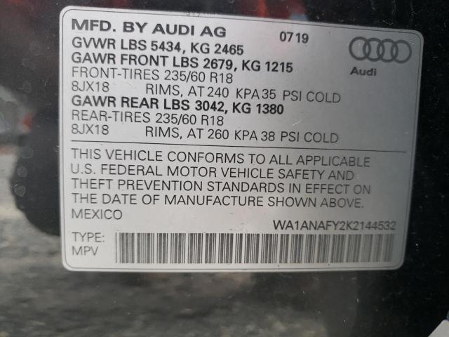 Photo 10 from auction – 2019 AUDI Q5 PREMIUM with VIN WA1ANAFY2K2144532