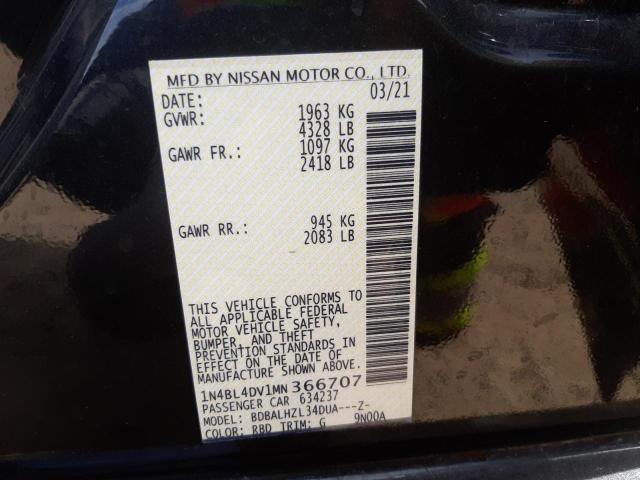 Photo 10 from auction – 2021 NISSAN ALTIMA SV with VIN 1N4BL4DV1MN366707