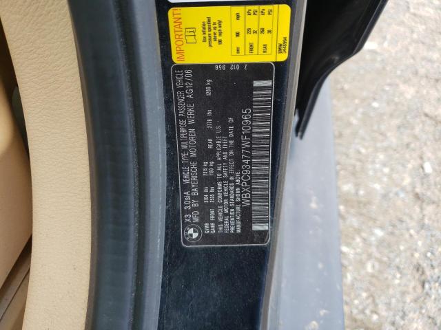 Photo 10 from auction – 2007 BMW X3 3.0SI with VIN WBXPC93477WF10965