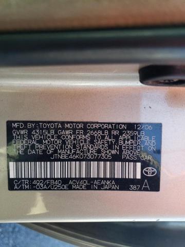 Photo 10 from auction – 2007 TOYOTA CAMRY CE with VIN JTNBE46K073077305