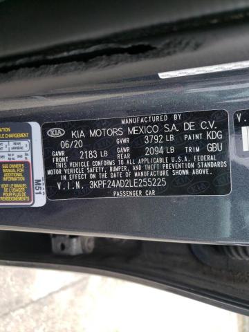 Photo 10 from auction – 2020 KIA FORTE FE with VIN 3KPF24AD2LE255225
