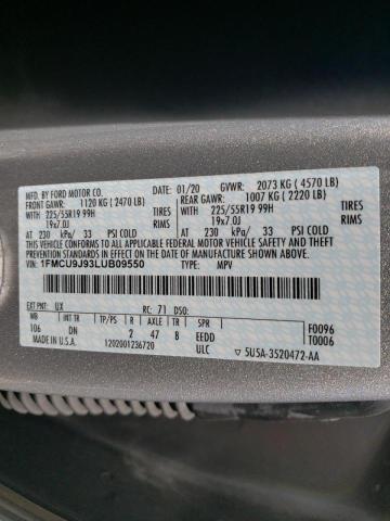 Photo 10 from auction – 2020 FORD ESCAPE TIT with VIN 1FMCU9J93LUB09550