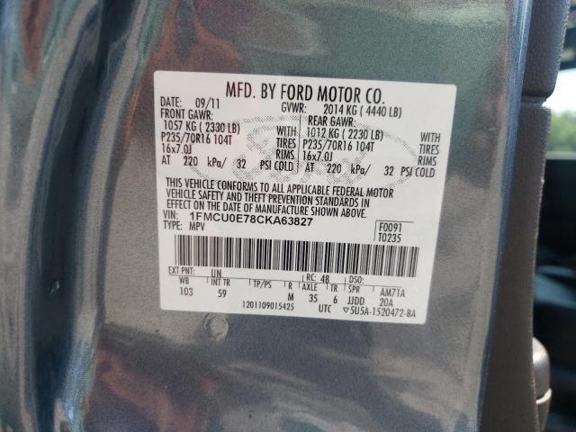 Photo 10 from auction – 2012 FORD ESCAPE LIM with VIN 1FMCU0E78CKA63827