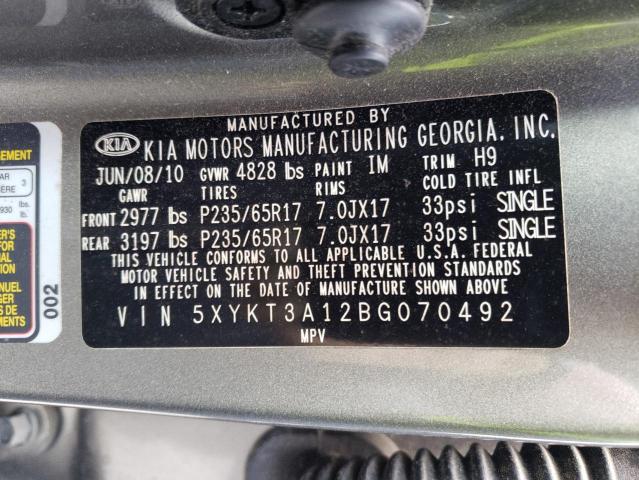 Photo 10 from auction – 2011 KIA SORENTO BA with VIN 5XYKT3A12BG070492