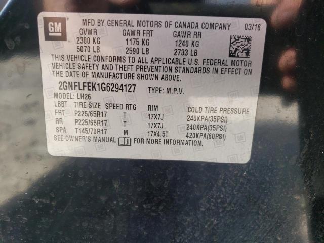 Photo 10 from auction – 2016 CHEVROLET EQUINOX LT with VIN 2GNFLFEK1G6294127