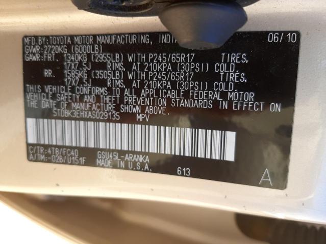 Photo 10 from auction – 2010 TOYOTA HIGHLANDER with VIN 5TDBK3EHXAS029135