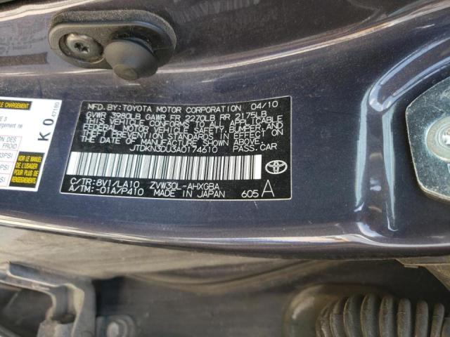 Photo 10 from auction – 2010 TOYOTA PRIUS with VIN JTDKN3DU3A0174610