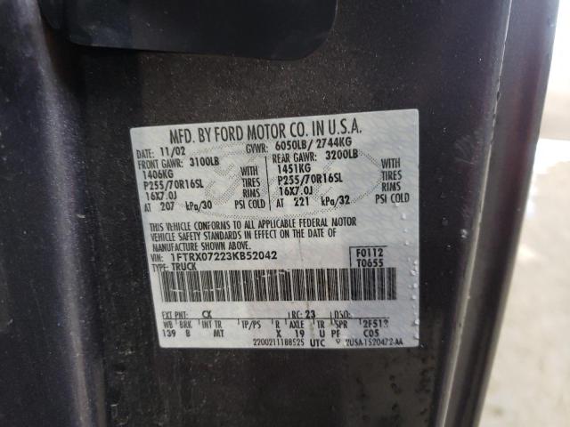 Photo 10 from auction – 2003 FORD F150 with VIN 1FTRX07223KB52042