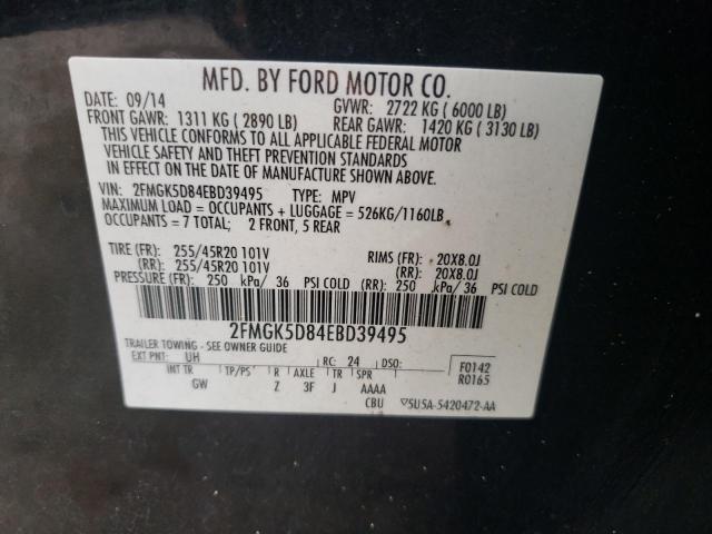 Photo 10 from auction – 2014 FORD FLEX LIMIT with VIN 2FMGK5D84EBD39495