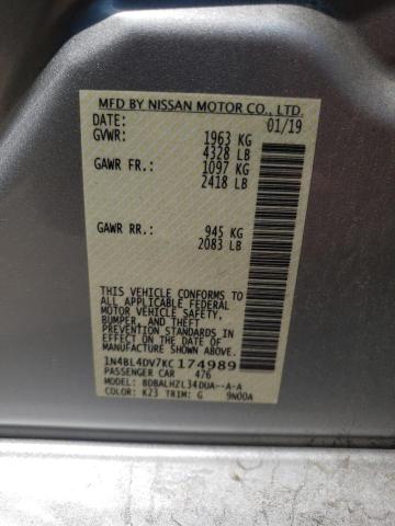 Photo 10 from auction – 2019 NISSAN ALTIMA SV with VIN 1N4BL4DV7KC174989
