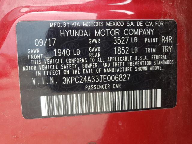 Photo 10 from auction – 2018 HYUNDAI ACCENT SE with VIN 3KPC24A33JE006827