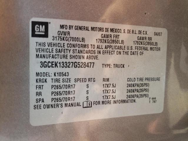 Photo 10 from auction – 2007 CHEVROLET SILVERADO with VIN 3GCEK13327G528477