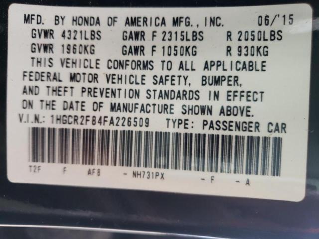 Photo 10 from auction – 2015 HONDA ACCORD with VIN 1HGCR2F84FA226509