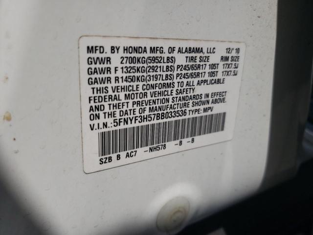 Photo 10 from auction – 2011 HONDA PILOT EXL with VIN 5FNYF3H57BB033536