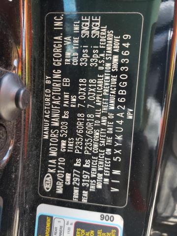 Photo 10 from auction – 2011 KIA SORENTO EX with VIN 5XYKU4A26BG033649