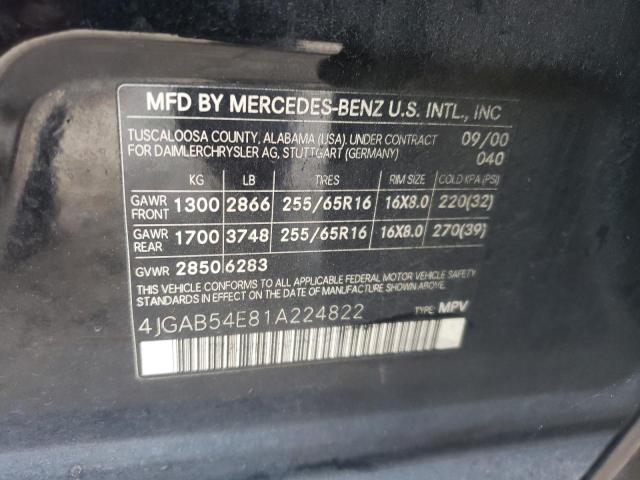 Photo 10 from auction – 2001 MERCEDES-BENZ ML 320 with VIN 4JGAB54E81A224822
