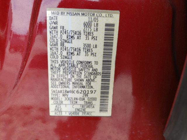 Photo 10 from auction – 2006 NISSAN PATHFINDER with VIN 5N1AR18W46C620197