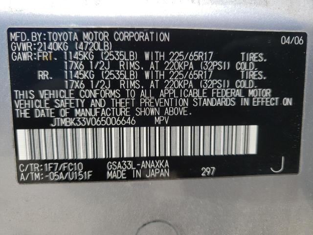 Photo 10 from auction – 2006 TOYOTA RAV4 with VIN JTMBK33V065006646