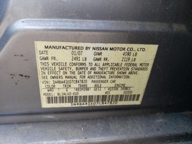 Photo 10 from auction – 2007 NISSAN MAXIMA SE with VIN 1N4BA41E07C847820