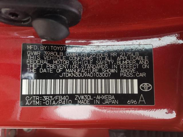 Photo 10 from auction – 2010 TOYOTA PRIUS with VIN JTDKN3DU9A0103007