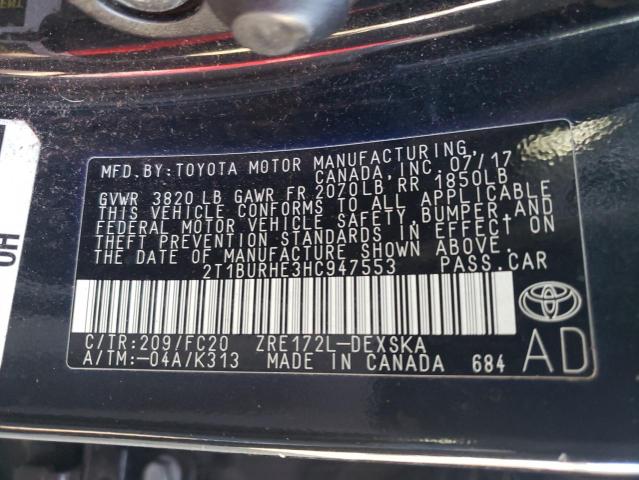 Photo 10 from auction – 2017 TOYOTA COROLLA L with VIN 2T1BURHE3HC947553