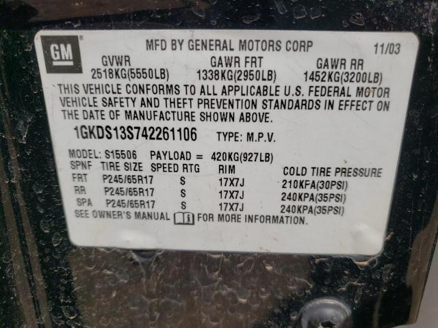 Photo 10 from auction – 2004 GMC ENVOY with VIN 1GKDS13S742261106