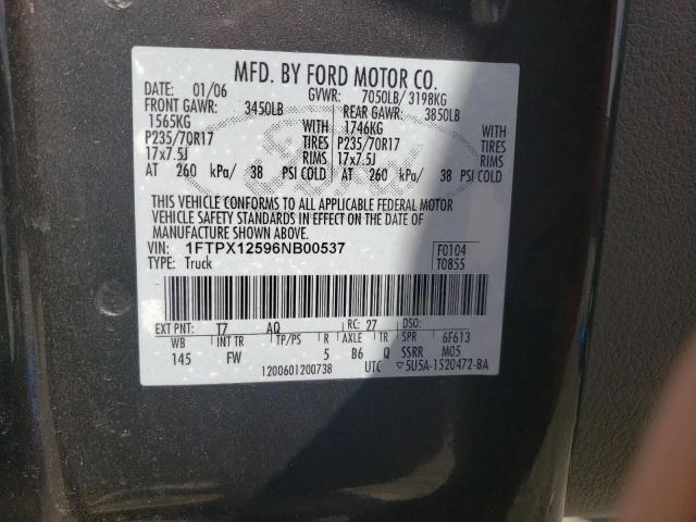 Photo 10 from auction – 2006 FORD F150 with VIN 1FTPX12596NB00537