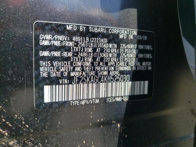 Photo 10 from auction – 2019 SUBARU FORESTER P with VIN JF2SKAGC4KH525030