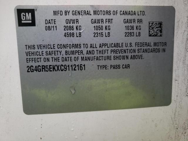 Photo 10 from auction – 2012 BUICK REGAL with VIN 2G4GR5EKXC9112161