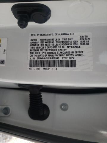 Photo 10 from auction – 2020 HONDA PILOT EXL with VIN 5FNYF6H5XLB059986