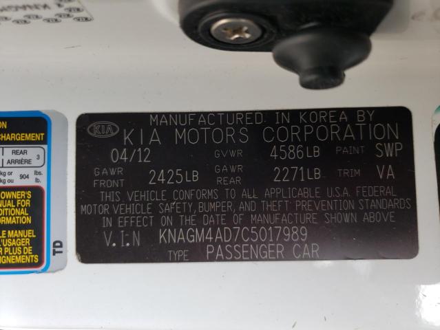 Photo 10 from auction – 2012 KIA OPTIMA HYB with VIN KNAGM4AD7C5017989