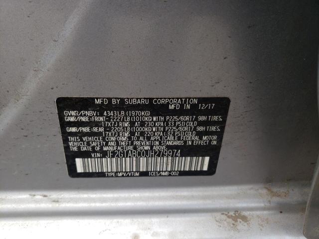 Photo 10 from auction – 2018 SUBARU CROSSTREK with VIN JF2GTABC0JH279974