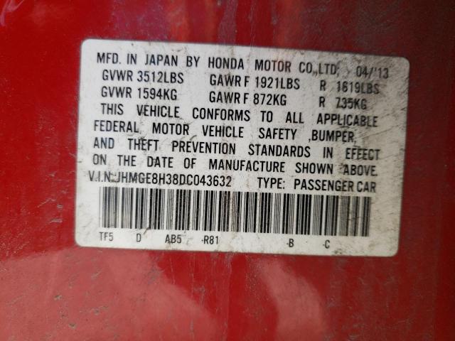Photo 10 from auction – 2013 HONDA FIT with VIN JHMGE8H38DC043632