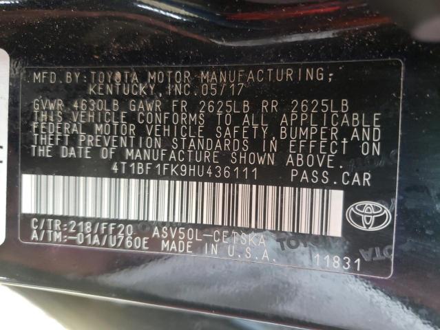 Photo 10 from auction – 2017 TOYOTA CAMRY LE with VIN 4T1BF1FK9HU436111